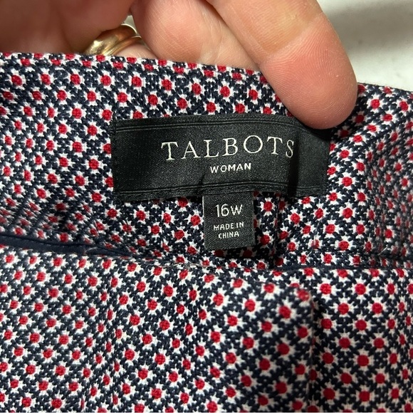 Talbots Women’s Heritage Pants Size 16W Red Blue Pattern EUC Plus Size - Picture 2 of 6